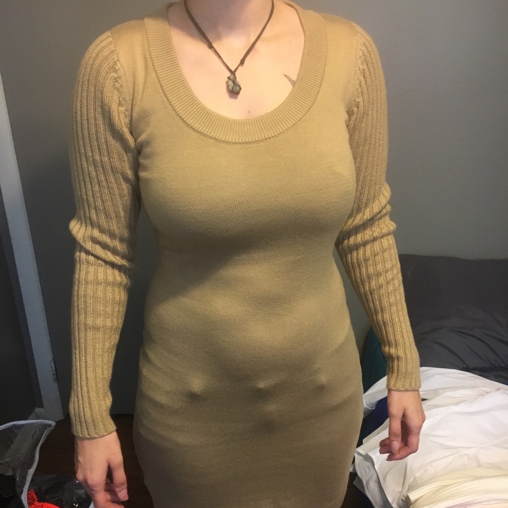 Beige/tan Calvin Klein sweater dress - S